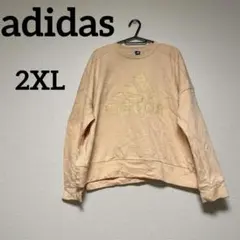 adidas オレンジ トレーナー　2XL ロゴ入り　アディダス スウェット
