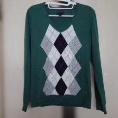 TOMMY HILFIGER アーガイルセーター Mサイズ グリーン　レディース