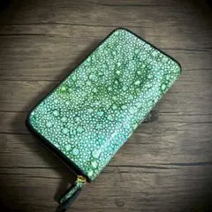 スタースティングレイ 財布 ガルーシャ ダブルファスナー エイ革 グリーン 緑