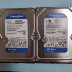 【新古品使用時間10時間以内】HDD 2TB 3.5インチ✕２個