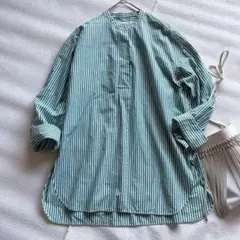 BEAUTY＆YOUTH コットンタイプライター チュニックシャツ　ストライプ