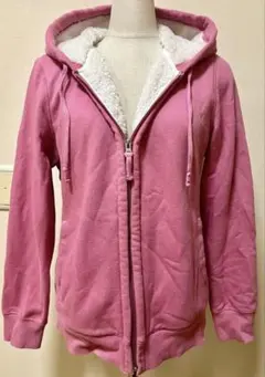 ユニクロ　ボア裏地付 ピンク フルジップパーカー　L