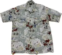 【希少】90s OLD STUSSY USA製 アロハシャツ S 水色 ハワイ