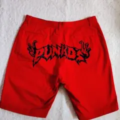 PUNK DRUNKERS ケツロゴ ハーフパンツ レッド XLのサムネイル