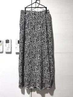 표범 무늬 주름 롱 스커트