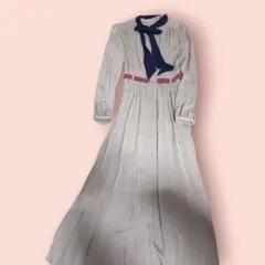 REDYAZEL プリーツワンピース ロング ボウタイ ベルト付き