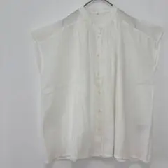 コットンシャツ　フレンチスリーブ　綿　トップス　無地　レディース