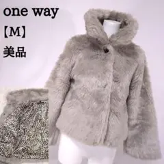 【美品】one way ファージャケット M ベージュ ヒョウ柄 クロップド11