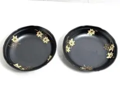 ゴ*ラ様 たち吉 紅楓 盛鉢 黒地に金色もみじ模様 皿2枚セット