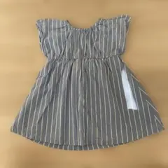 アプレレクール　ストライプ柄リボン付きワンピース 80センチ