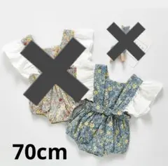 ベビー ロンパース 66cm ブルー 花柄 フリル 輸入子供服 韓国子供服 70