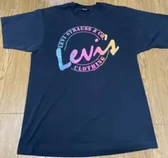 レアビンテージ levi's Tシャツ シングルステッチUSA製ブラックLネオン