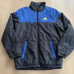 adidas キルティングジャケット 黒/青　150 薄手ジャンバー
