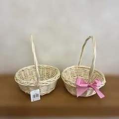カゴ　ナチュラル バスケット 白　シンプル　2個セット