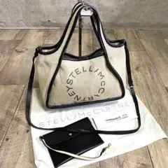 本物☆ステラマッカートニー ロゴ トートバッグ ショルダー キャンバス ポーチ付