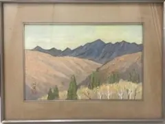 白井公男画　日本画 山岳風景画 額装品　昭和41年作品　額縁裏面に帳票有り　貴重のサムネイル