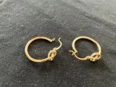 ハンドメイド ゴールドフープピアス ノットデザイン