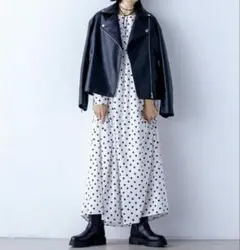 新品　訳あり　SHIPS any シップスエニィ　ドット　マキシ ワンピース　白