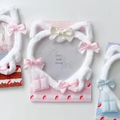 7 トレカケース　レースデコ　B8 硬化ケース　メイド　リボン　ケーキ ピンク