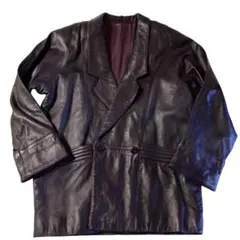 90s 本革 羊革 レザー ダブルブレスト テーラードジャケット レアカラー 紫