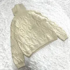 （M相当）タートルネックケーブルニット アイボリー カジュアル
