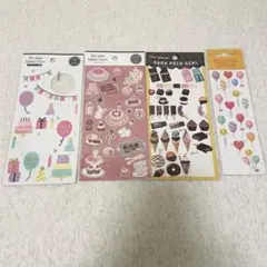 シールまとめ売り チョコ 風船 バルーン ケーキ 誕生日 スイーツ 百均 セリア