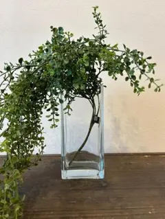 ガラス フラワーベース 高さ約21cm 重厚感あり 枝物対応 モダン 花瓶