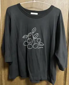 【未使用】POU DOU DOU Tシャツ さくらんぼ刺繍 七分袖 ブラックM