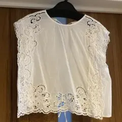 anuke cutwork Box Blouseホワイトレース ノースリーブ