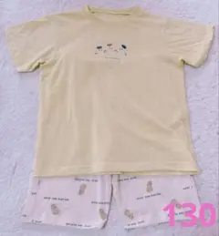 西松屋 男の子 女の子 半袖 パジャマ 130 イエロー ピーナッツ
