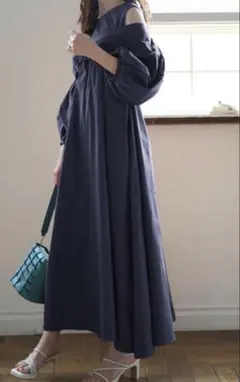 【グレイル】GRL ネイビー ノースリーブ ロングワンピース M上着は付きません