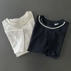 ハニーズ パール装飾 半袖Tシャツ 2色セット Mサイズ
