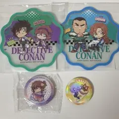 【3点+おまけ】名探偵コナン×くら寿司 第二弾 ラバーコースター おまけ缶バッジ