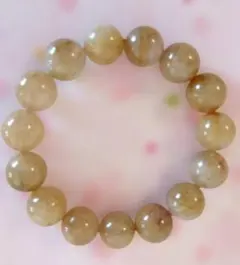 本日おすすめ！天然石ビーズ ブレスレット ベージュ 約15mm珠子15個