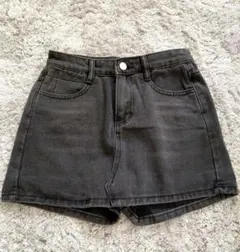 ブラック デニムスカート風ショートパンツ