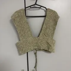 グリーン Vネック ビスチェ