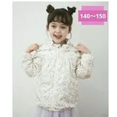 anyFAM【140 150】春✤ 白地 花柄 ウィンドブレーカー 撥水加工