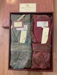 ETRO エトロ　ペイズリー柄　ガウン　ペアセット 赤　緑　L 新品