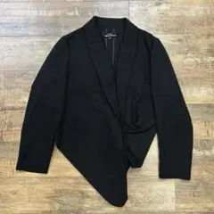 【トリココムデギャルソン】AD2000　テーラードジャケット シワ加工　黒　麻混 トリココムデギャルソン】AD2000 テーラードジャケット シワ加工 黒 麻混