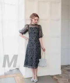 アシンメトリーシアーフラワーワンピースドレス結婚式二次会パーティー