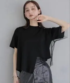 桁 様専用 【＆g’aime】アンジェム チュールレイヤードTシャツ ブラックのサムネイル