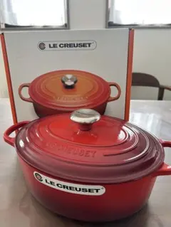 新品未使用 ル・クルーゼ　27cm シグニチャー ココット・オーバル 27cm オレンジ (シルバーツマミ