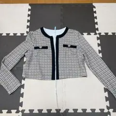 チェック柄 ノーカラージャケット