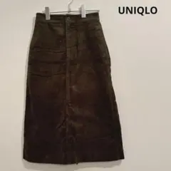 ユニクロ コーデュロイロングスカート オリーブSサイズ