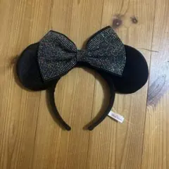 ミニー　カチューシャ　グリッター　黒　アルミスタッズ