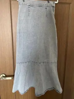 レトロガール　デニム フレアスカート ライトブルー マーメイド