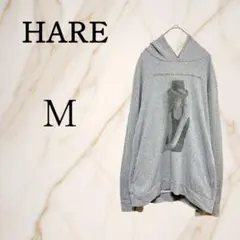 ◇ハレ◇HARE【M】プリントスウェットパーカー コットン100 日本製 グレーのサムネイル