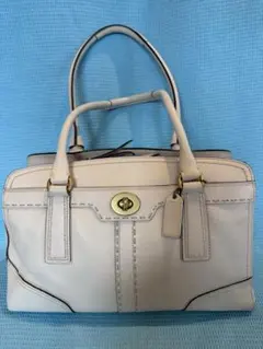 COACH コーチ トートバッグ シグネチャー レザー ホワイト グリーン