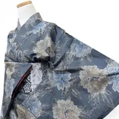 都喜ヱ門 未着用 小紋 本場大島紬 純泥染 菱模様 格子 着物 053b 