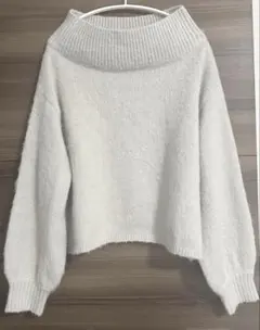 【美品】UR'S ユアーズ⌇ウールブレンドオフショルダーニット⌇ライトグレー⌇M